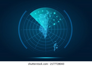 Bahrain Map - World Map International vector template with futuristic circle radar style HUD, GUI, UI interface isolated on blue background for design, infographic - Vector illustration eps 10