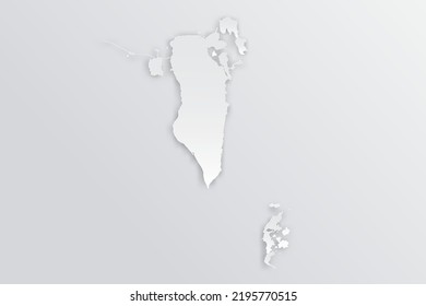 Bahrain Map - Weltkarte Internationale Vektorvorlage mit 3D, Papierstil einschließlich Schatten und Weiß auf grauem Hintergrund für Design, Bildung, Infografik - Vektorgrafik eps10