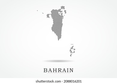 Bahrain Map - World map vector template with Black dots, grid, grunge, halftone style isolated on white background for education, infographic, design - Vector illustration eps 10