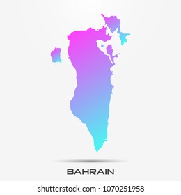 Bahrain map,border with pink and turquoise gradient. Vector illustration