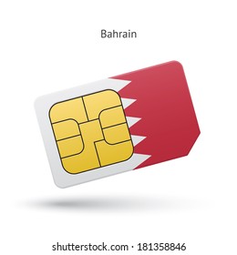 Bahrain mobile phone sim card with flag. Vector illustration.