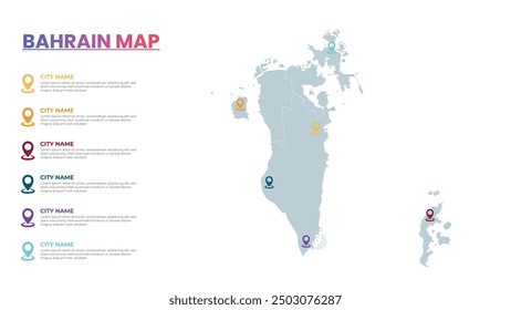 Bahrain Modern Map Infografik Vorlage, Detaillierte Infografik Karte von Bahrain Beliebte Stadt