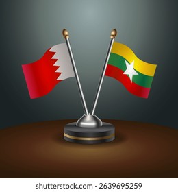 Bahrain and Myanmar table flag relation with gradient backgrund