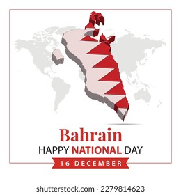Día Nacional de Bahréin, 3d representando la ilustración del Día Nacional de Bahréin con el tema del mapa 3d y los colores de la bandera