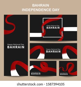Bahrain national day banner set, Creative vector illustration in national flag colour, concept for Celebrating 48th Bahrain Independence Day (16 December).