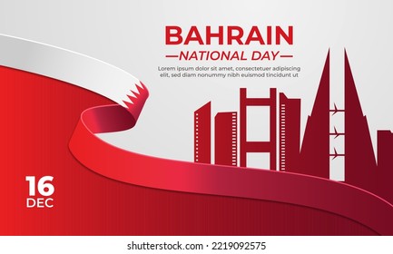 Bahrain national day celebration banner template with flag