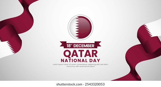 Bahrain National Day celebration Banner Background For Greeting Card with Waving Ribbon Flag