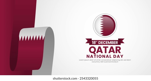 Bandeira de fundo para o cartão comemorativo do Dia Nacional do Bahrein com fita acenando