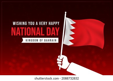 Bahrain national day celebration greeting card. Vector of national day with Bahrain flag and city. 