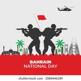 Bahrain national day. Bahrain defense day concept. 16 December. Template for background, banner, card, poster with text inscription. Vector illustration.