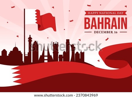 Bahrain National Day or Independence Vector Illustration on 16th of December With Wavy Flag in Flat Patriotic Holiday Cartoon Background Design