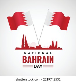 Bahrain national day vector illustration, Waving bahrain flag, Bahrain celebration