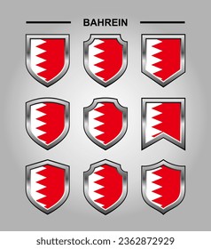 Bahrain National Emblems Flag and Luxury Shield