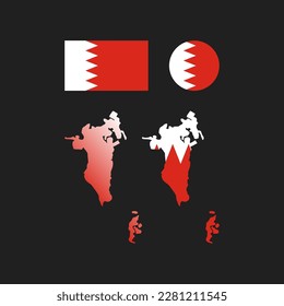 Bahrain National Flag und Karte Vektorgrafiken gesetzt.