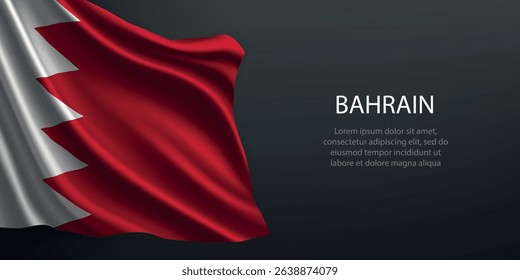 Bahrain national flag with ripples and shadows on a gradient black backdrop