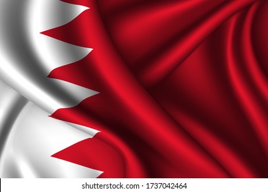 Bahrain national flag of silk. Vector fabric texture