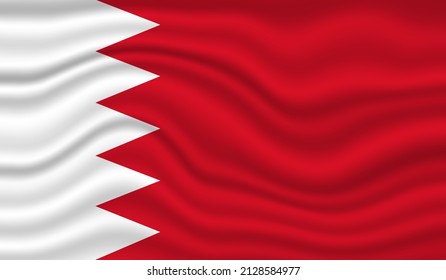 Bahrain National Flag vector design. Bahrain flag 3D waving background vector illustration