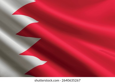 Bahrain national flag waving in the wind, realistic detailed silk texture