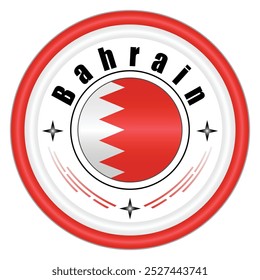 Bahrain National Pride Badge Vector Art. Circular Emblem with Bahrain Flag Colors White and Red. Symbolizing Bahraini National Identity. Editable Vector EPS Available