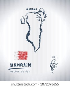 Bahrain national vector drawing map on white background