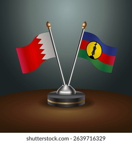 Bahrain and New Caledonia table flag relation with gradient backgrund