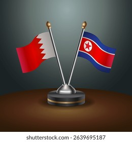 Bahrain and North Korea table flag relation with gradient backgrund