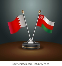 Bahrain and Oman table flag relation with gradient backgrund