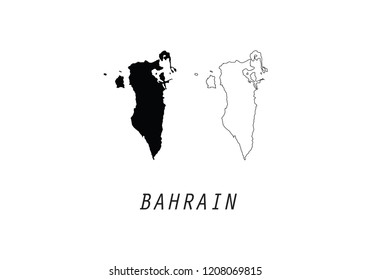 Bahrain outline map country shape state  