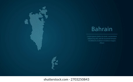 Mapa do esboço do Bahrein preenchido com círculos concêntricos no fundo de gradiente escuro