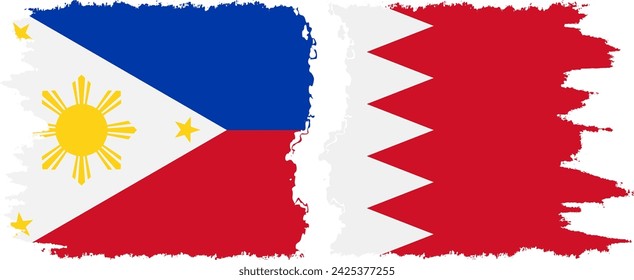 Bahréin y Filipinas grunge banderas conexión, vector