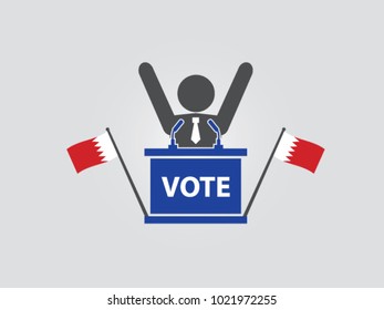 Bahrain Podium Politician Celebrate Speech Poll