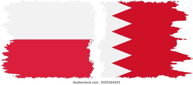 Bahrain and Poland grunge flags connection, vector