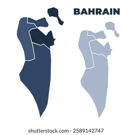 Bahrain political map with states border outline