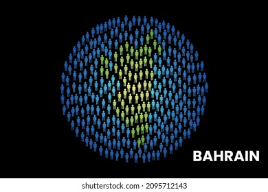 Bahrain population people map in globe vector illustration design