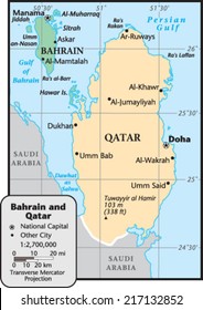 Bahrain Qatar Country Map 260nw 217132852 