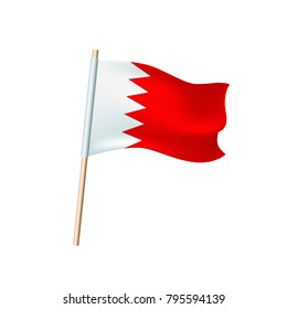 Bahrain (red and white) flag on white background. Vector illustration