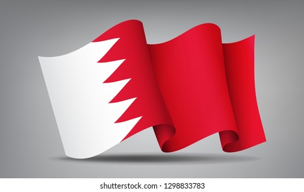 Bahrain red and white waving flag icon isolated, official symbol of country, vector illustration