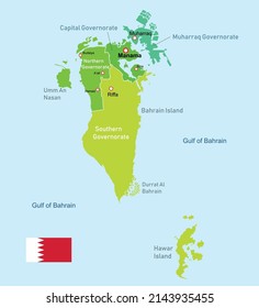 Bahrain regions map. Vector illustration