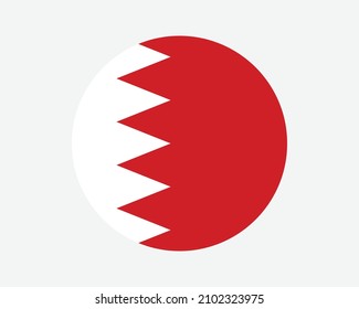 Bahrain Round Country Flag. Circular Bahraini National Flag. Kingdom of Bahrain Circle Shape Button Banner. EPS Vector Illustration. svg