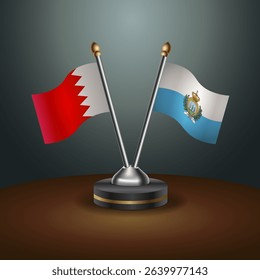 Bahrain and San Marino table flag relation with gradient backgrund