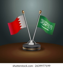 Bahrain and Saudi Arabia table flag relation with gradient backgrund