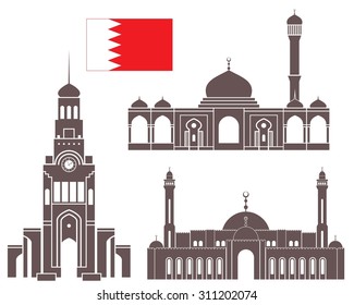 Bahrain set. Abstract Bahrain buildings on white background. EPS 10. Vector illustration

