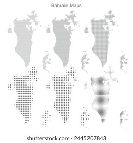 Bahrain Set of Dotted Map Vector Illustrator 