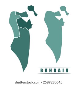 Bahrain simple flat political map with states border