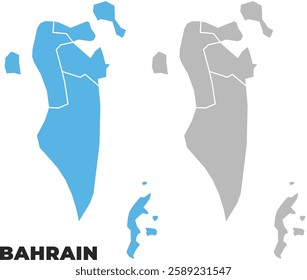 Bahrain simple maps flat illustration