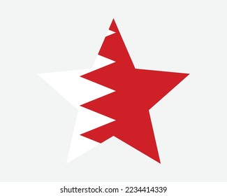 Bahrain Star Flag. Bahraini Star Shape Flag. Country National Banner Icon Symbol Vector 2D Flat Artwork Graphic Illustration svg