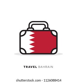 Bahrain travel concept. Suitcase vector icon with national country flag