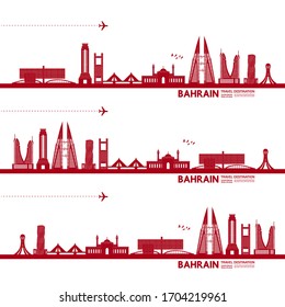 Bahrain travel destination grand vector illustration. 