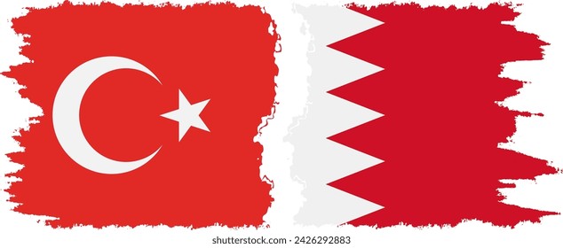 Bahréin y Turquía grunge banderas de conexión, vector