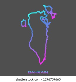 Bahrain turquoise pink fluid gradient outline map, stroke. Line style. Vector illustration